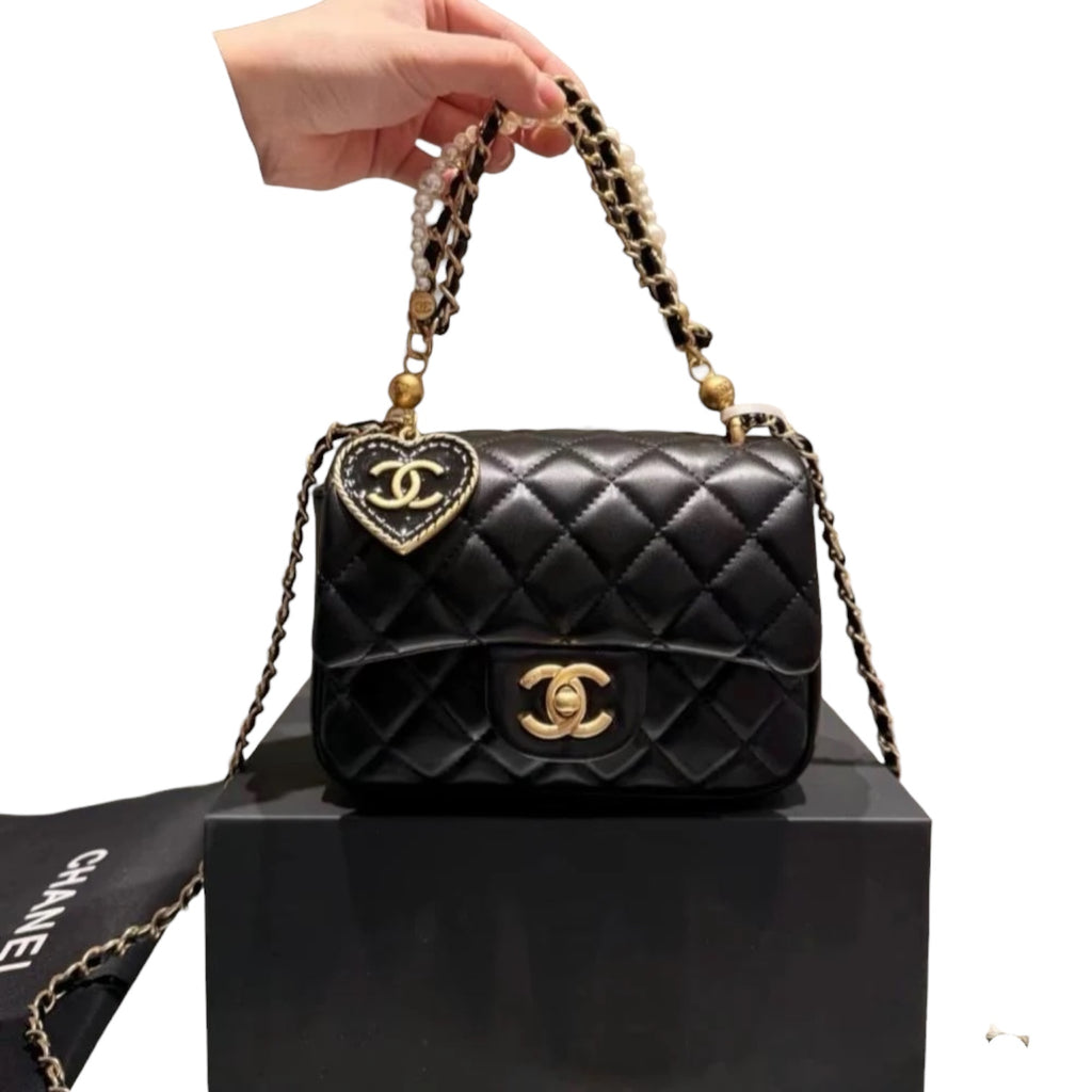 Mini Quilted Chain Shoulder Bag with Charm Details