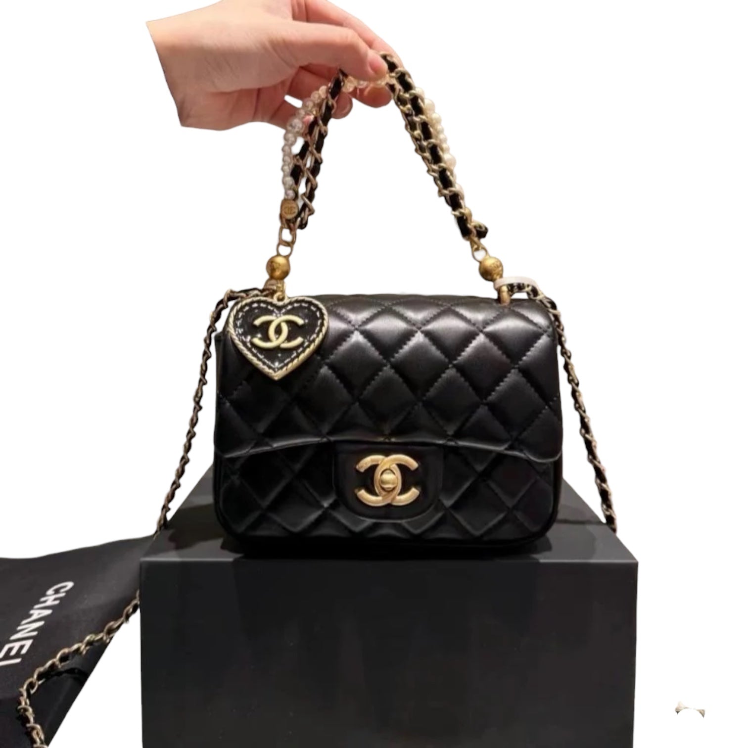 Mini Quilted Chain Shoulder Bag with Charm Details