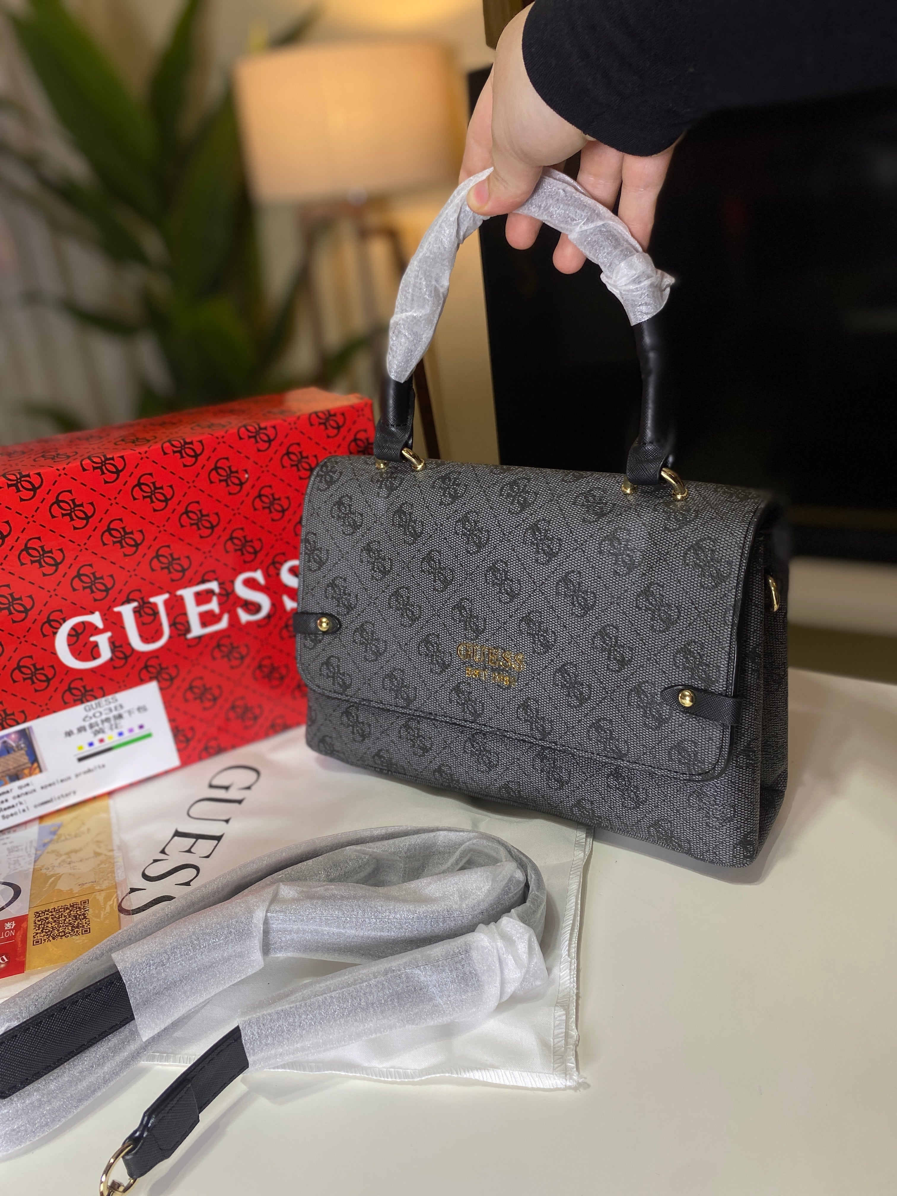 Guess Logo Print Satchel
