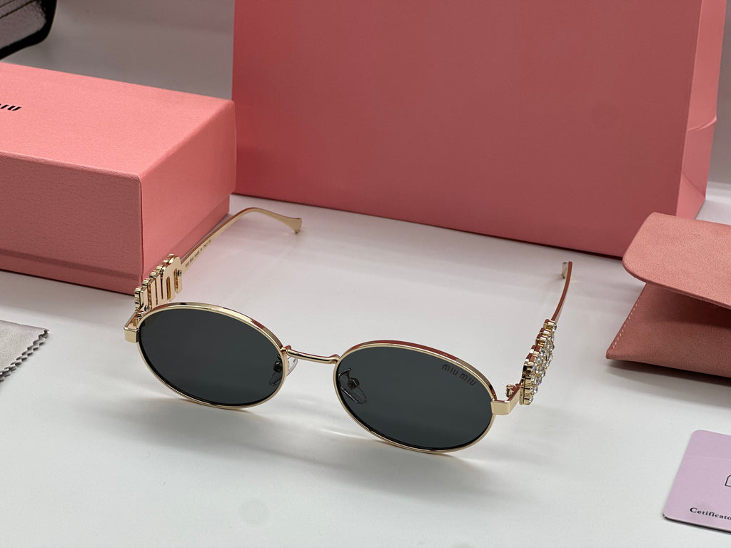 Miu Miu Crystal Oval Sunglasses