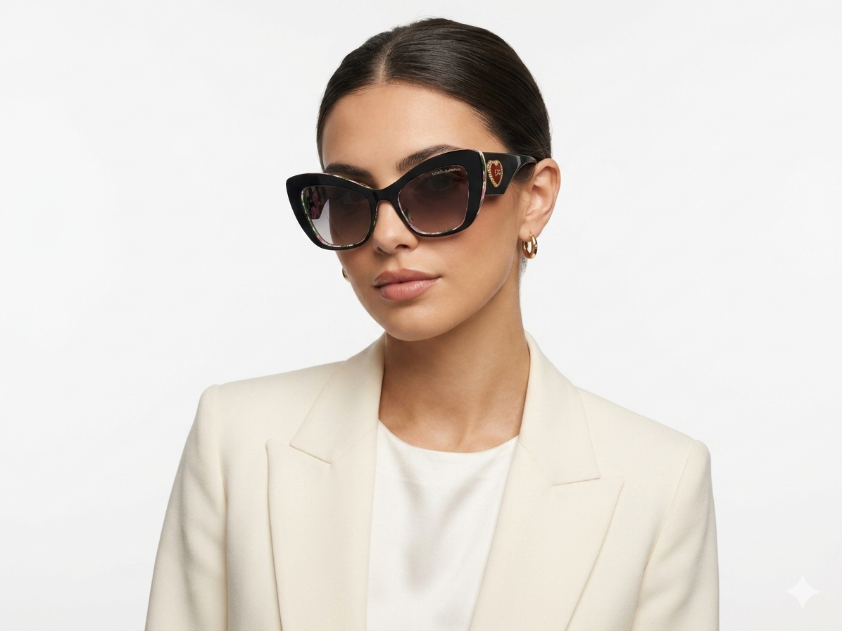 Dolce & Gabbana Floral Cat-Eye Sunglasses