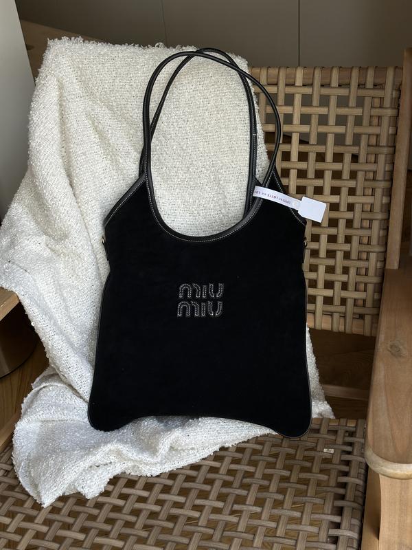Miu Miu Suede Logo Tote Bag