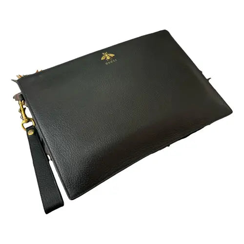 Gucci Bee Clutch in Black Leather