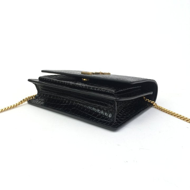 Saint Laurent Cassandra Croc-Embossed Top Handle Bag