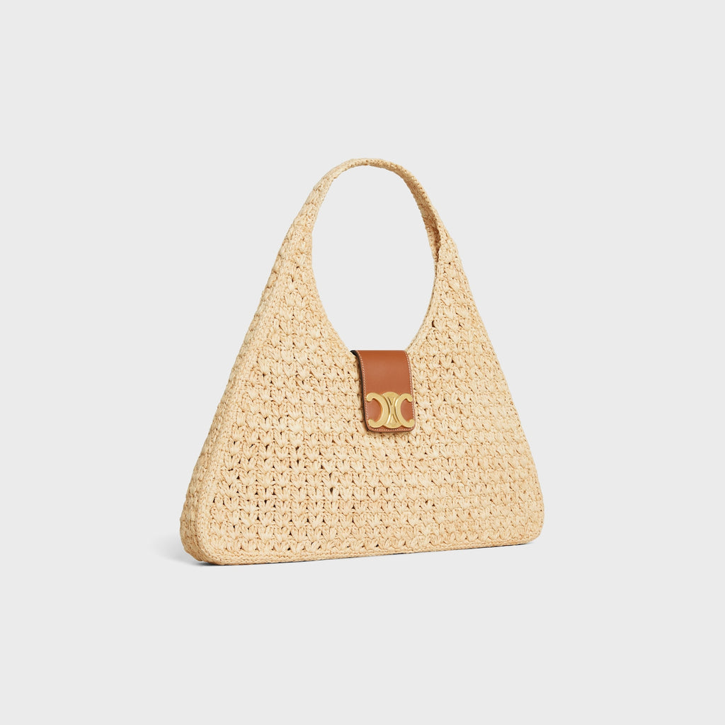 Celine Triomphe Straw Shoulder Bag