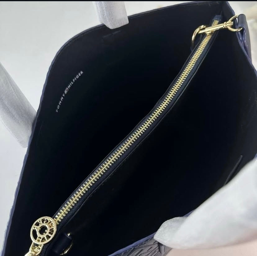 TOMMY HILFIGER TH MONOGRAM EMBOSSED TOTE