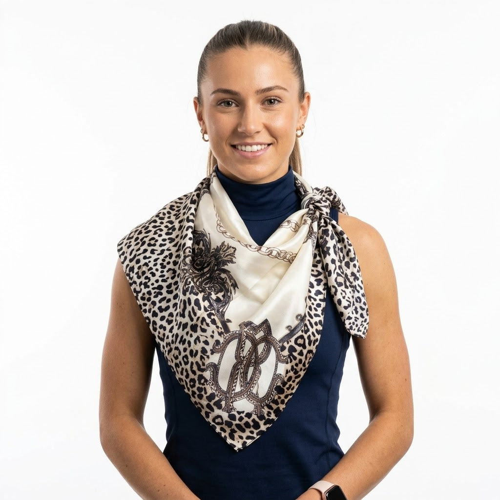 Dolce & Gabbana Leopard & Baroque Print Silk Scarf