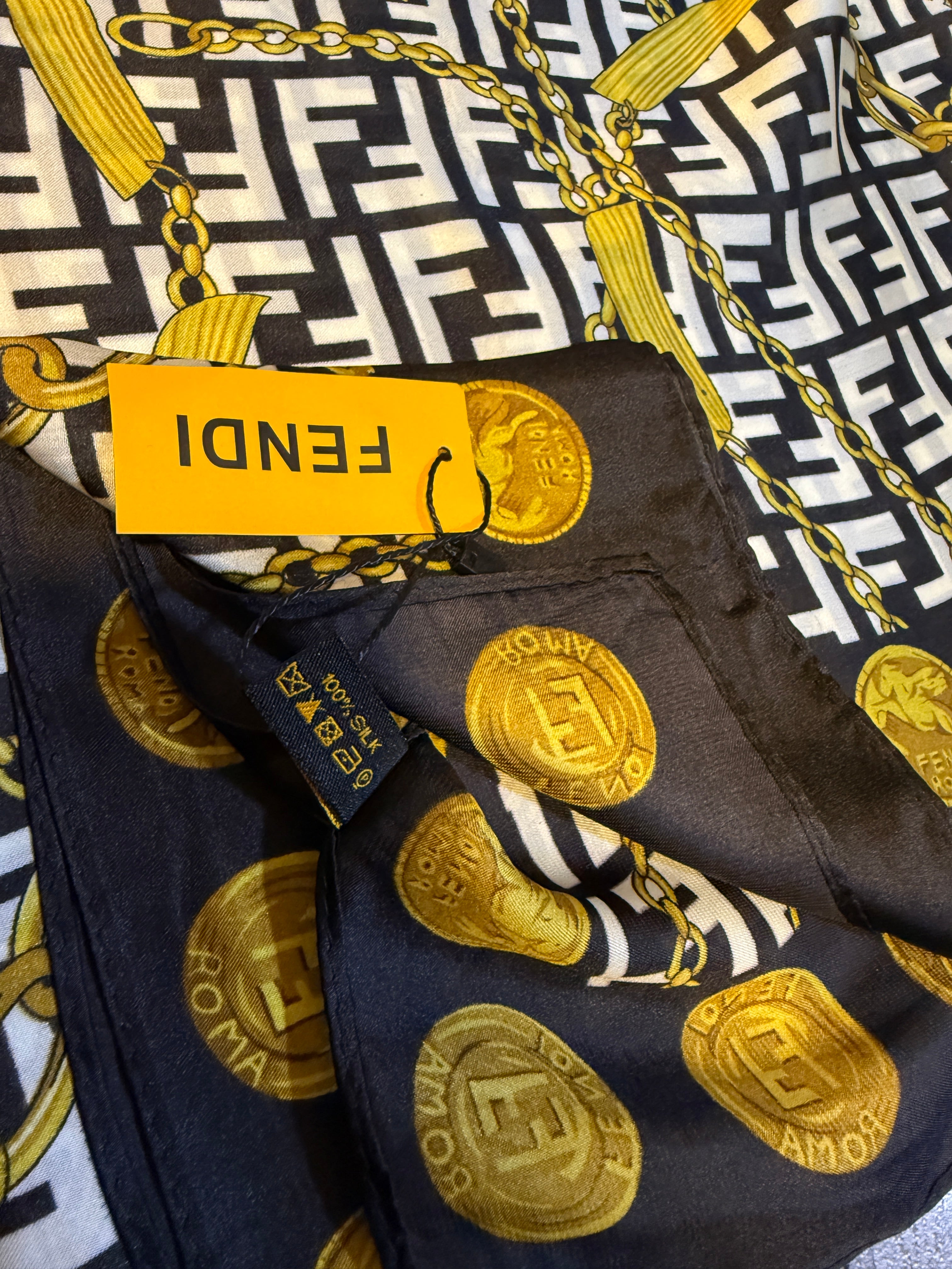 Fendi Logo Printed Silk Scarf