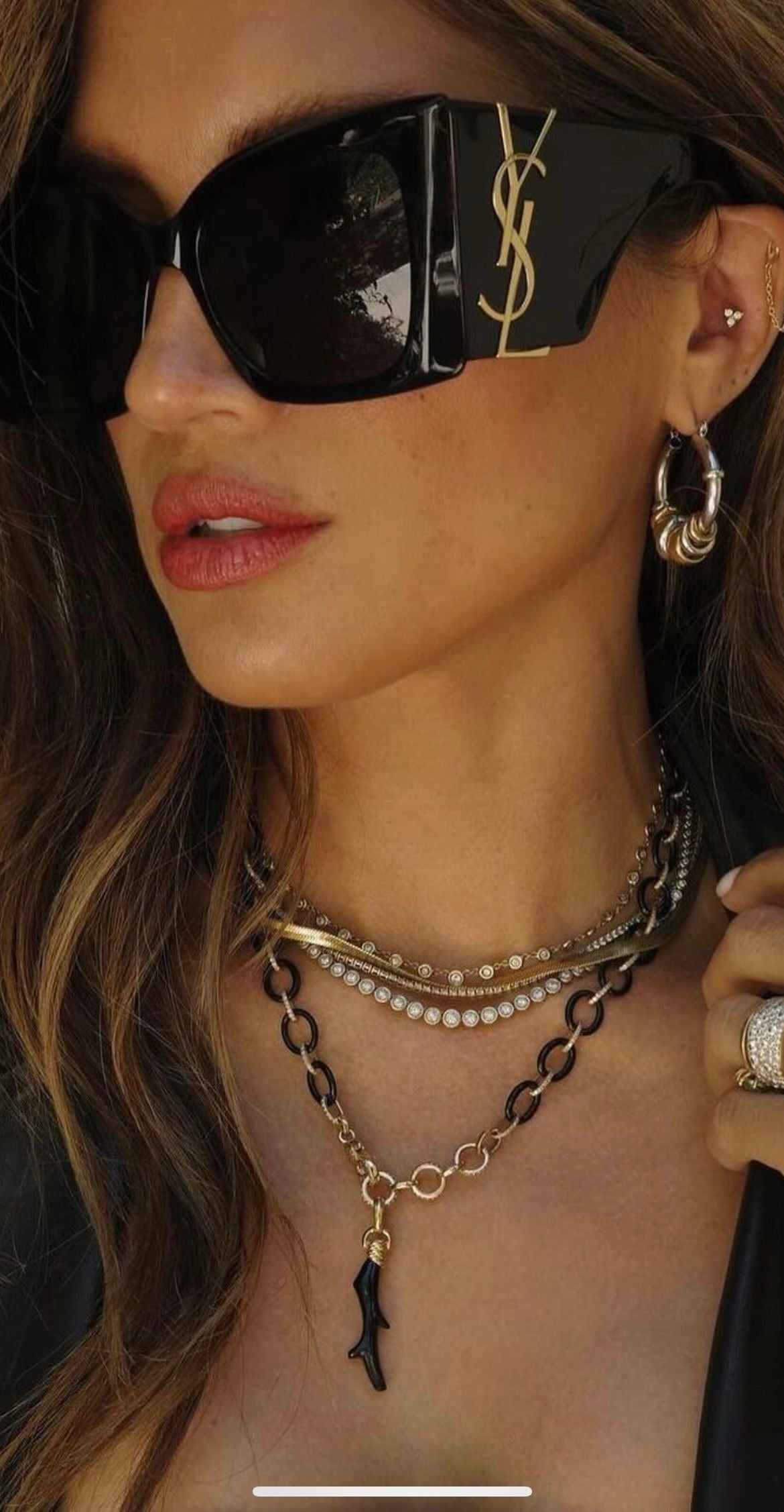 Saint Laurent Oversized YSL Logo Sunglasses – Black & Gold