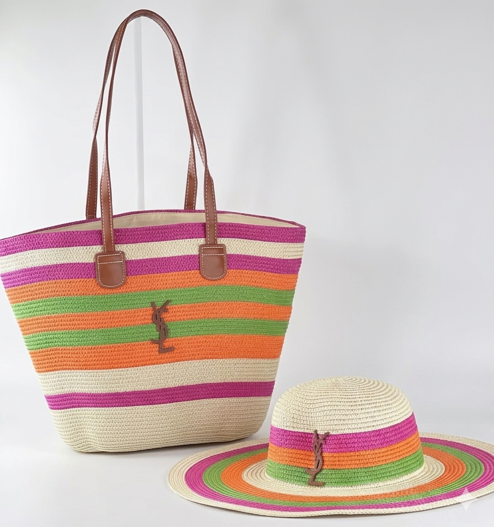 YSL Straw Tote & Hat Summer Set