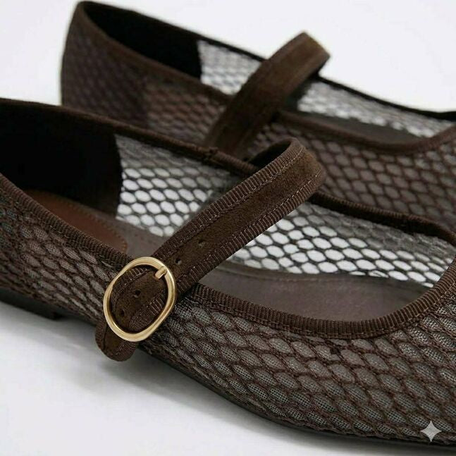 Zara Mesh Mary Jane Ballet Flats