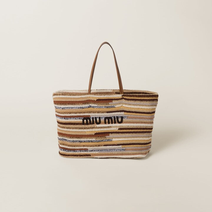 Miu Miu Striped Crochet Tote Bag