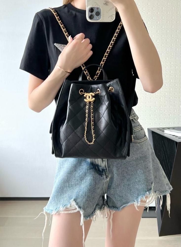 Chanel Quilted Drawstring Backpack