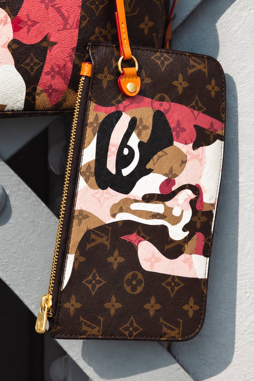 Louis Vuitton Neverfull Face Print Tote Bag with Removable Pouch