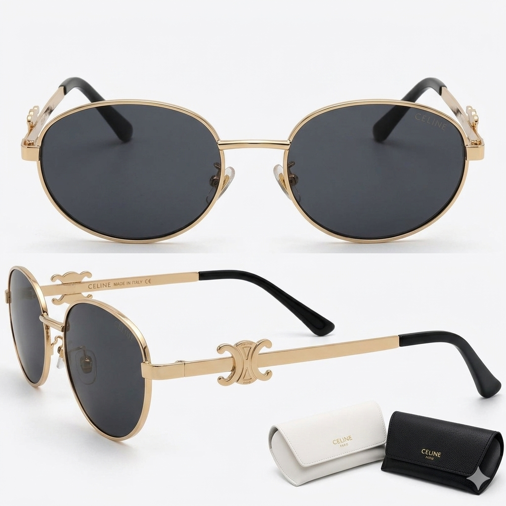 Celine Triomphe Metal Oval Sunglasses