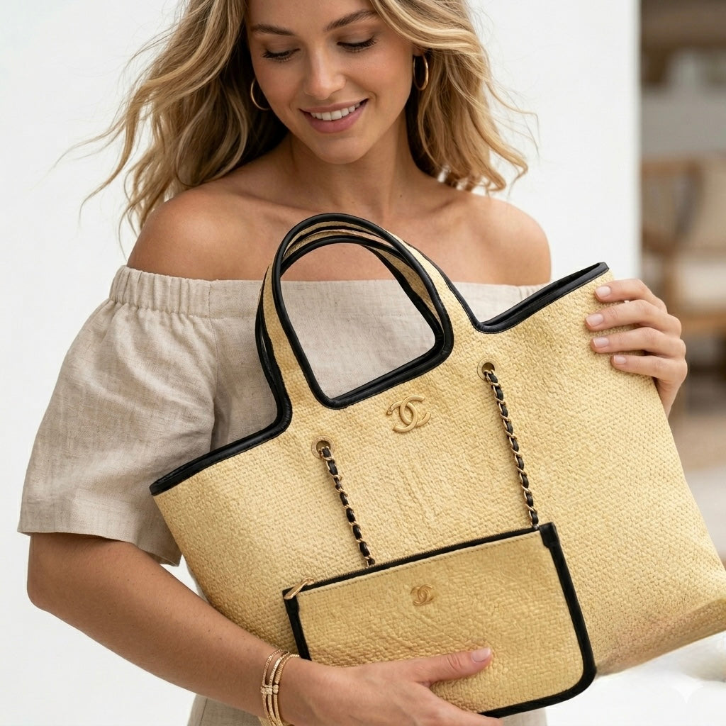 Chanel Straw Tote Bag