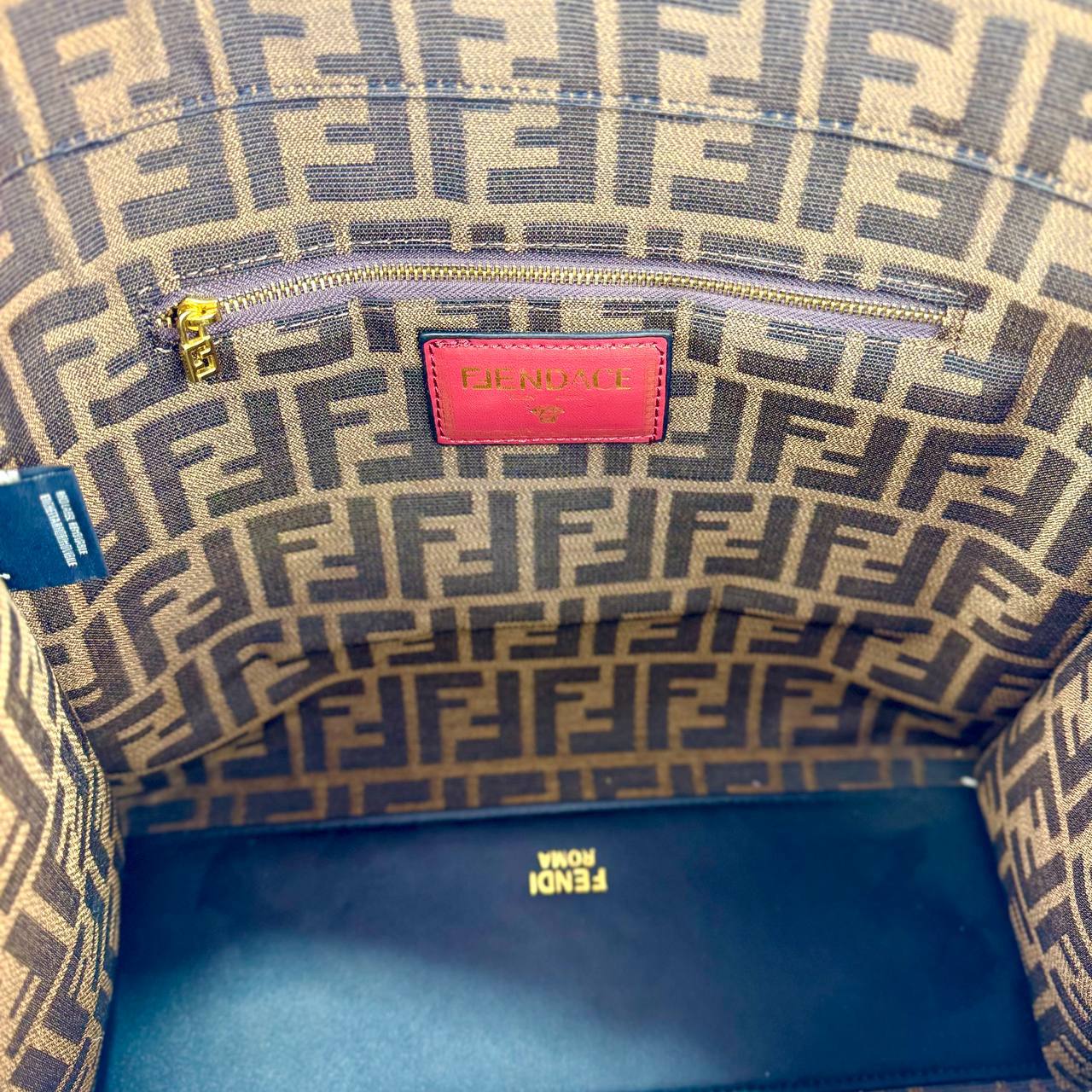 FENDACE (Fendi x Versace) Tote Bag – FF Canvas with Medusa Crystal Design