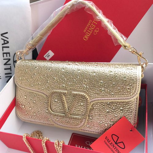 VALENTINO Garavani VLOGO Crystal-Embellished Shoulder Bag