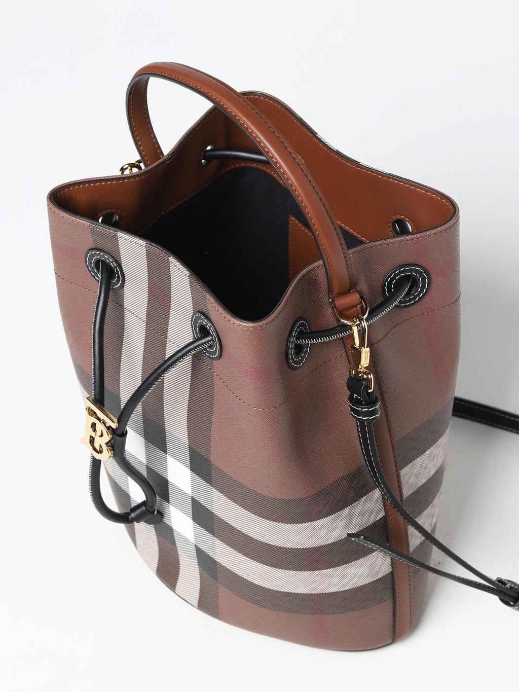 Burberry TB Monogram Check Bucket Bag