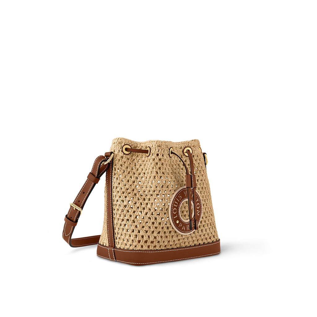 Louis Vuitton Raffia Bucket Bag with Leather Trim
