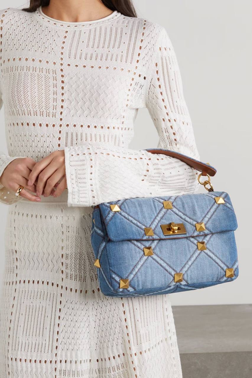 Valentino Garavani Roman Stud Denim Bag