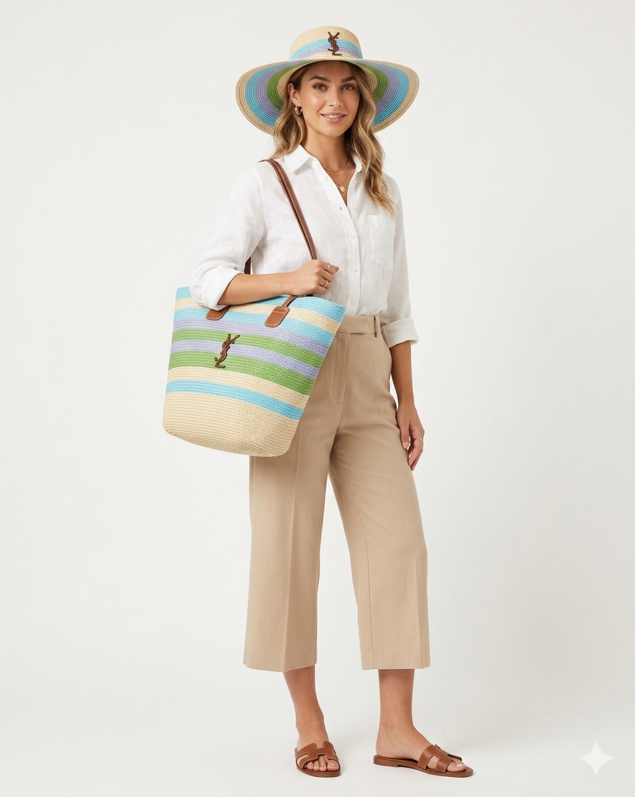YSL Straw Tote & Hat Summer Set
