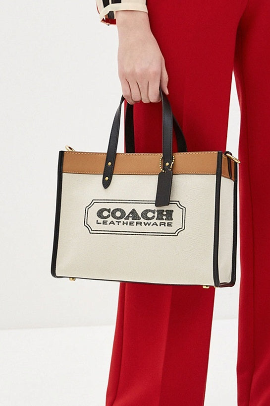 Coach Tote Bag with Removable Pouch & Web Strap