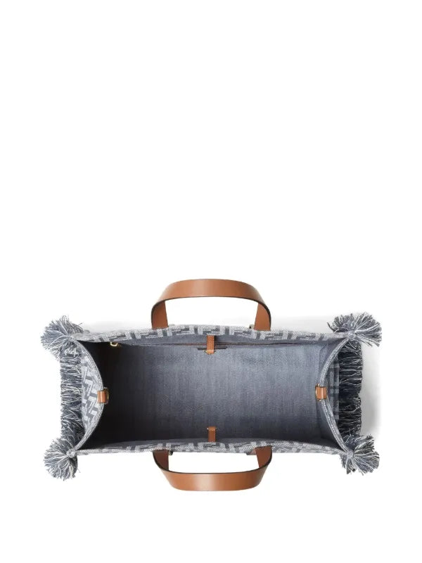 FENDI FF-logo frayed tote bag