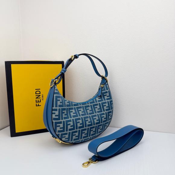 Fendi Monogram Crescent Shoulder Bag with Adjustable Strap