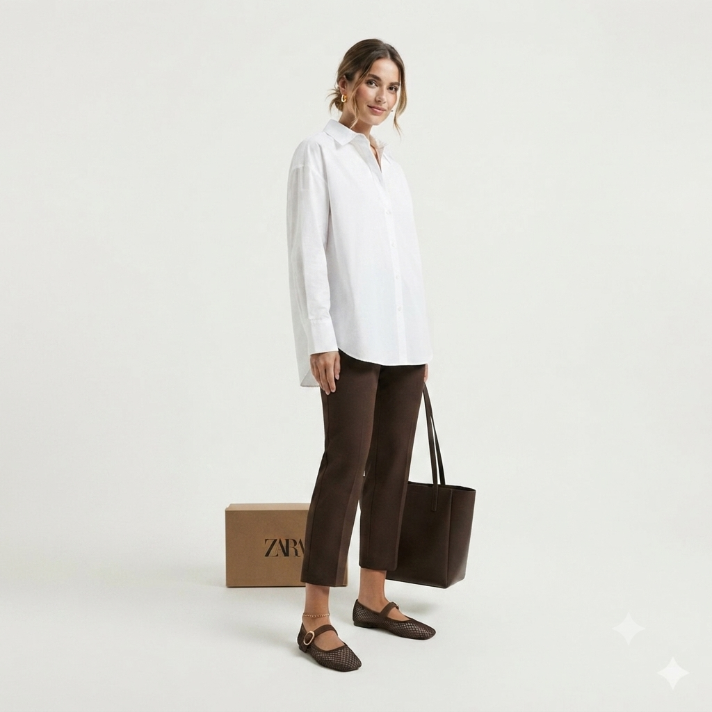 Zara Mesh Mary Jane Ballet Flats