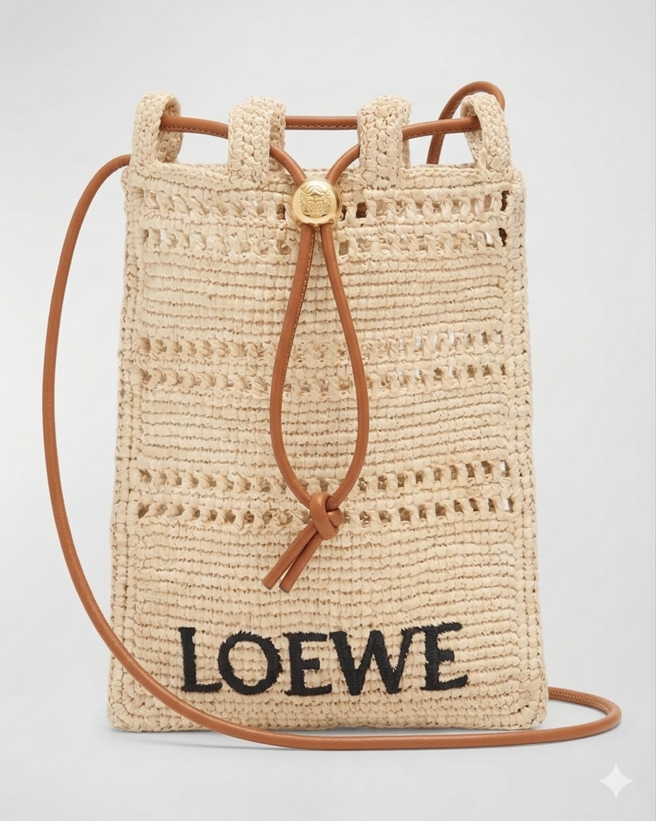 Loewe Raffia Drawstring Bag