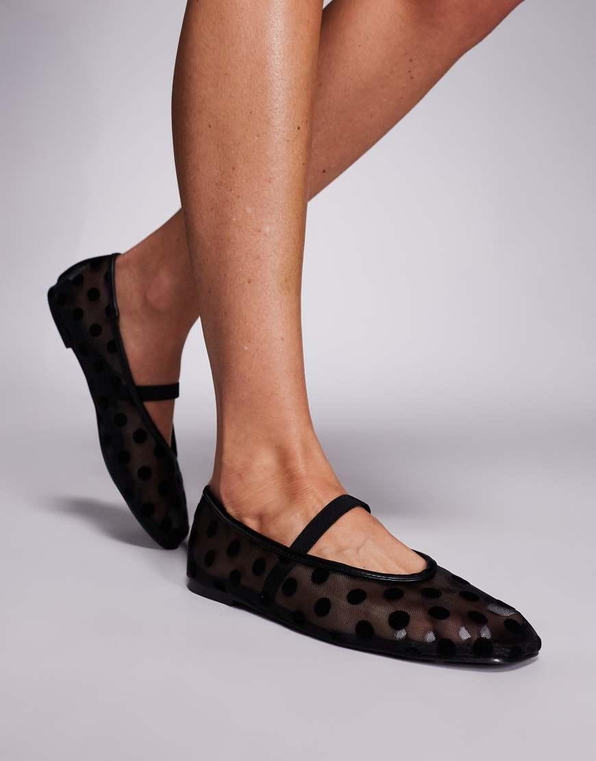ZARA Polka Dot Mesh Mary Jane Flats