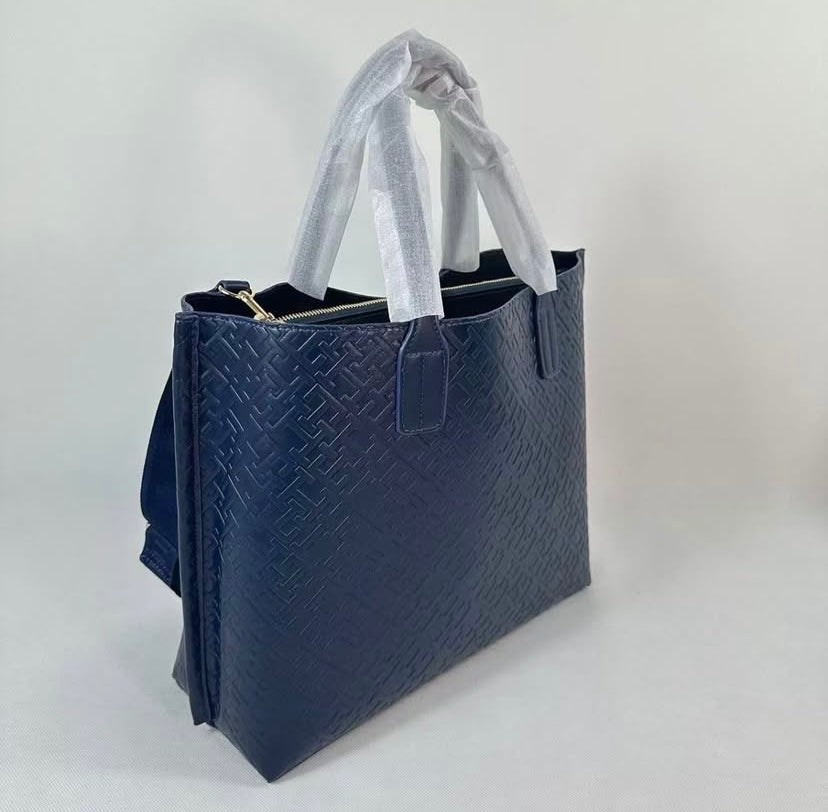 TOMMY HILFIGER TH MONOGRAM EMBOSSED TOTE