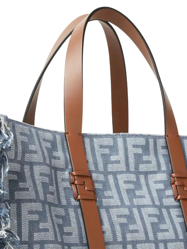 FENDI FF-logo frayed tote bag