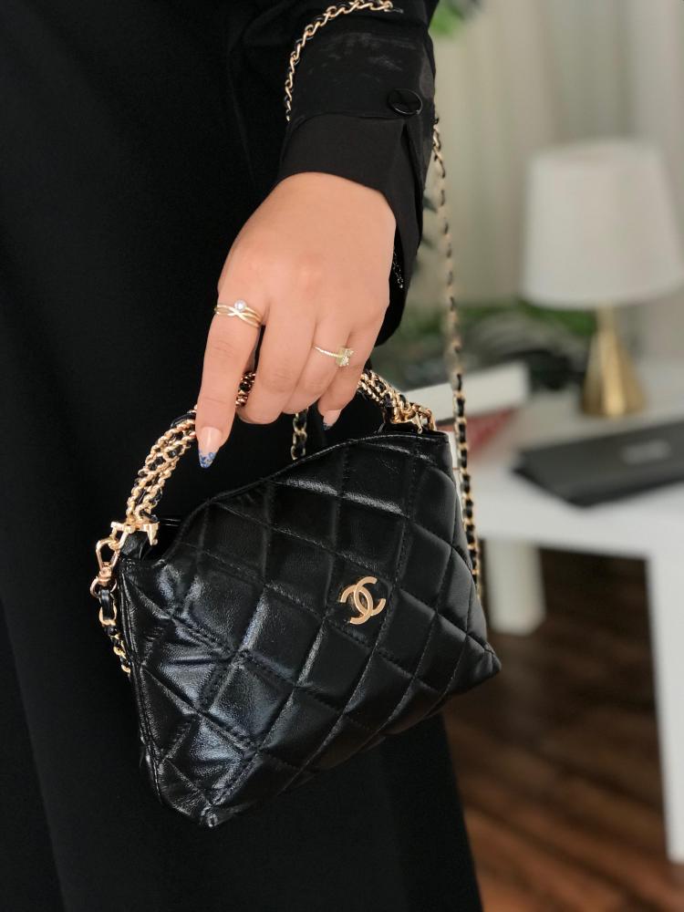 Chanel Quilted Lambskin CC Crystal Signature Chain Hobo Bag