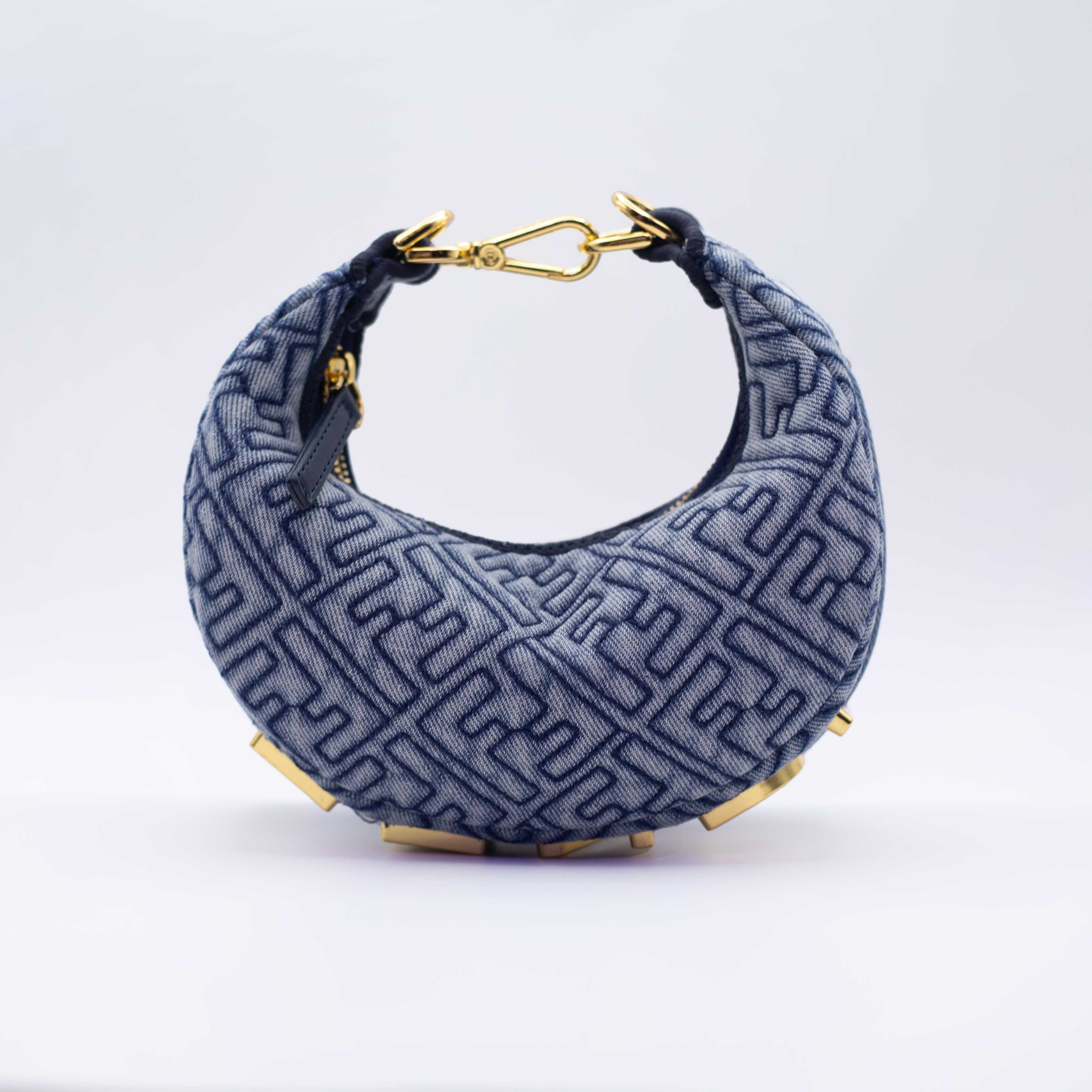 Fendi FF Logo Jacquard Mini Hobo Bag