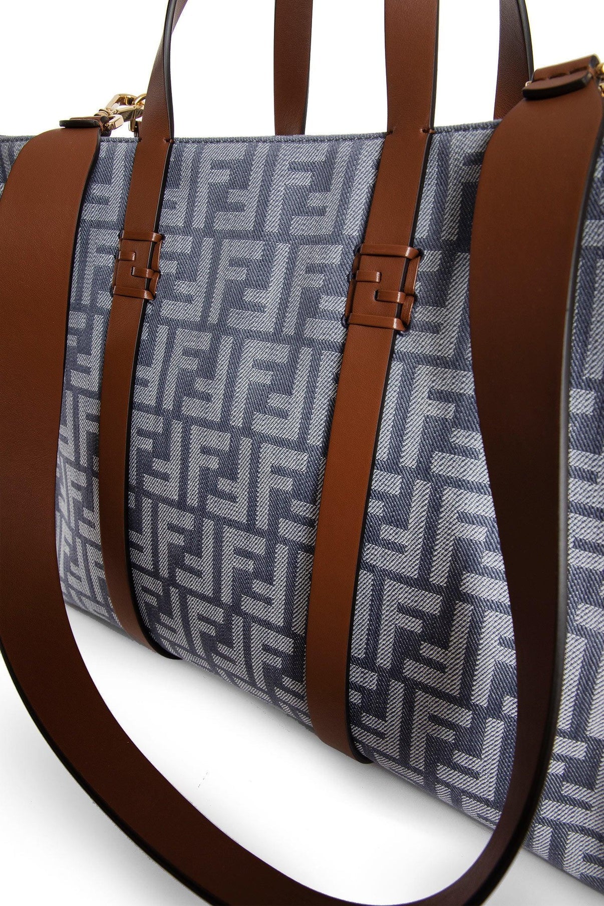 FENDI FF-logo frayed tote bag