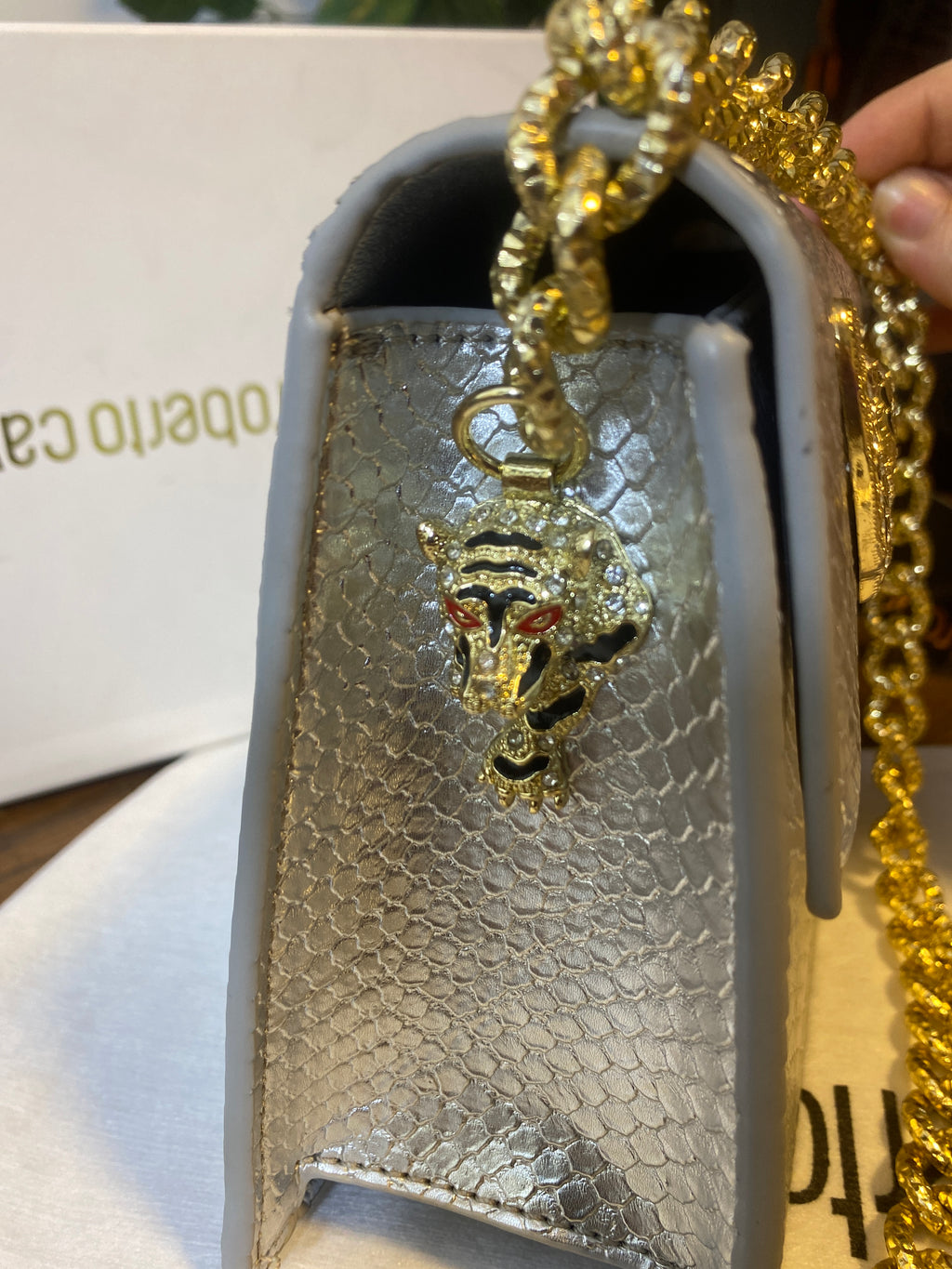 Roberto Cavalli Snake-Texture Bag