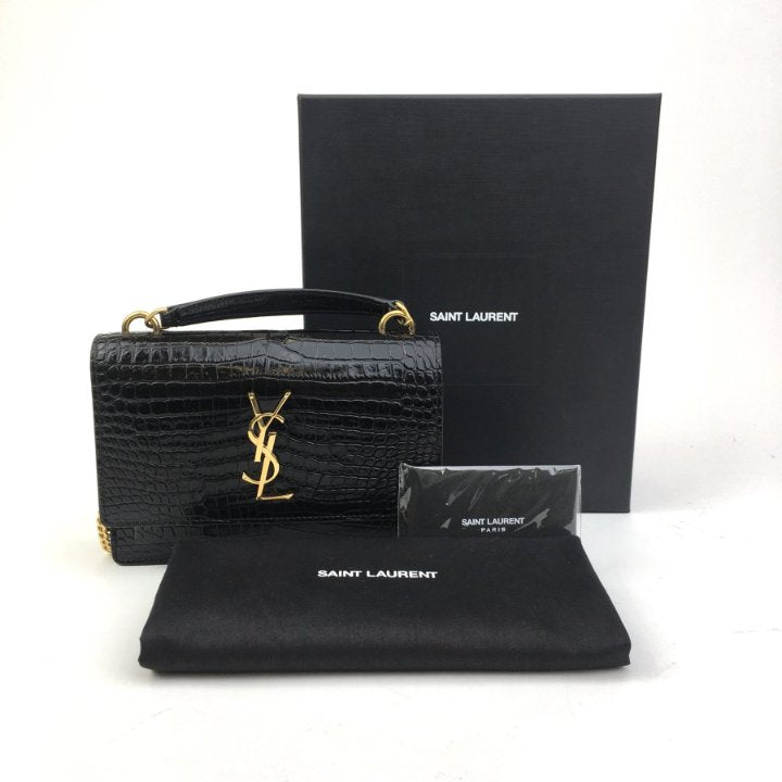 Saint Laurent Cassandra Croc-Embossed Top Handle Bag