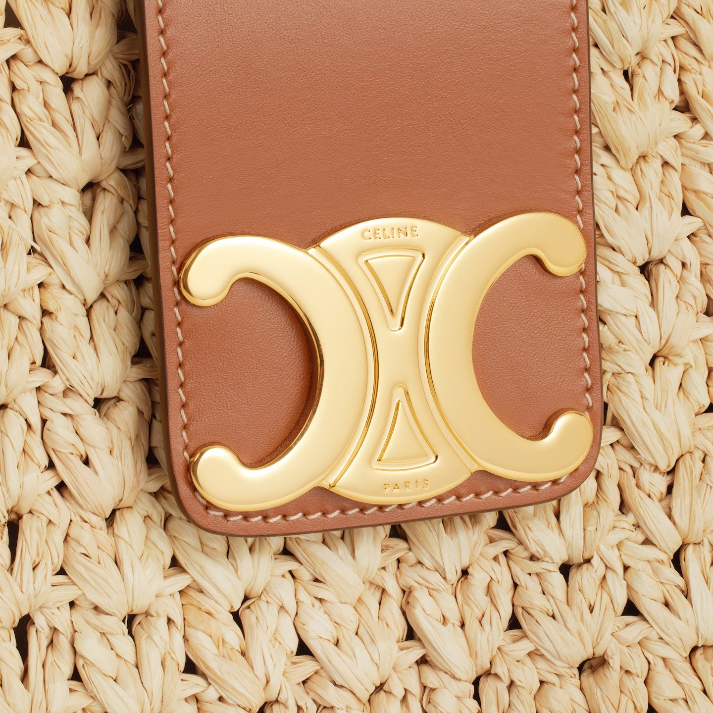 Celine Triomphe Straw Shoulder Bag