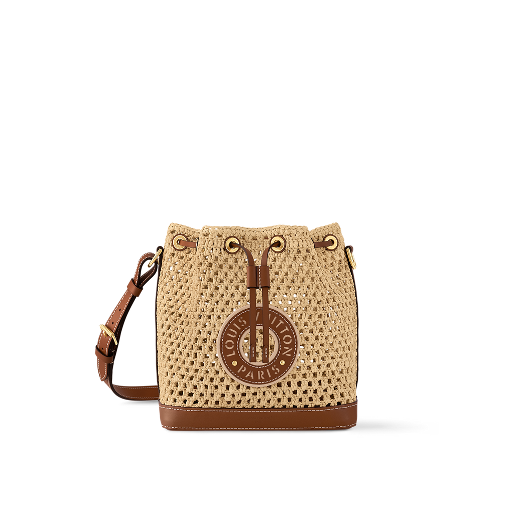 Louis Vuitton Raffia Bucket Bag with Leather Trim