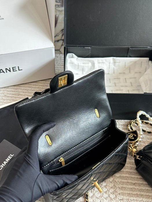 Mini Quilted Chain Shoulder Bag with Charm Details