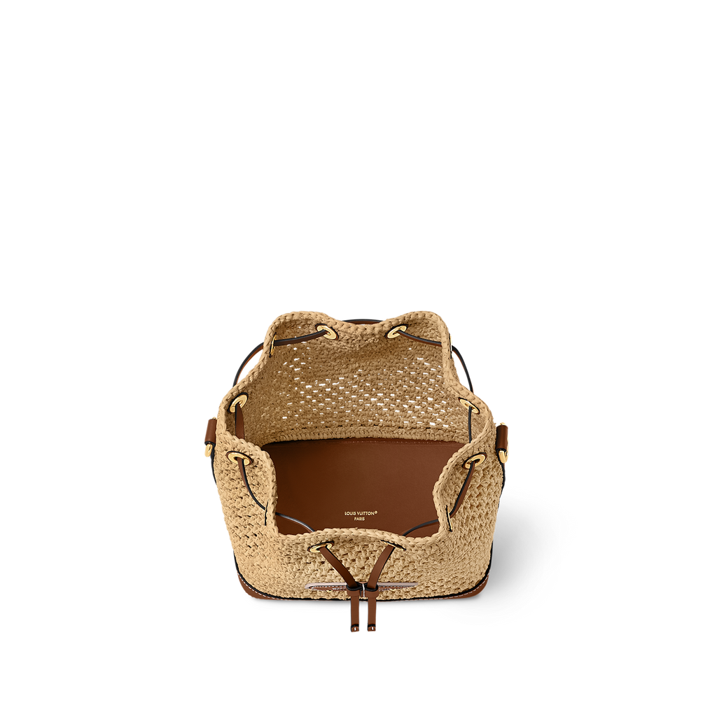 Louis Vuitton Raffia Bucket Bag with Leather Trim