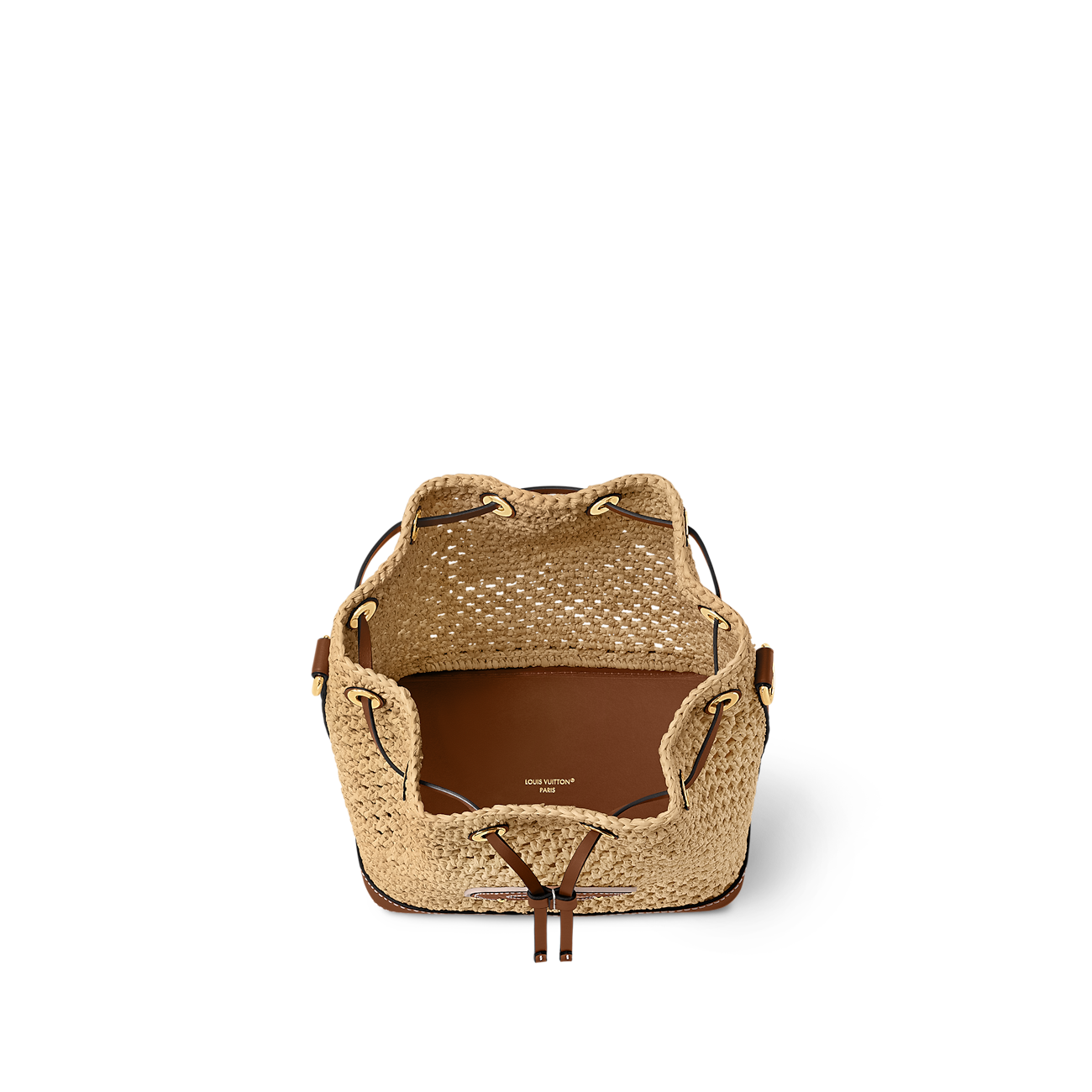 Louis Vuitton Raffia Bucket Bag with Leather Trim