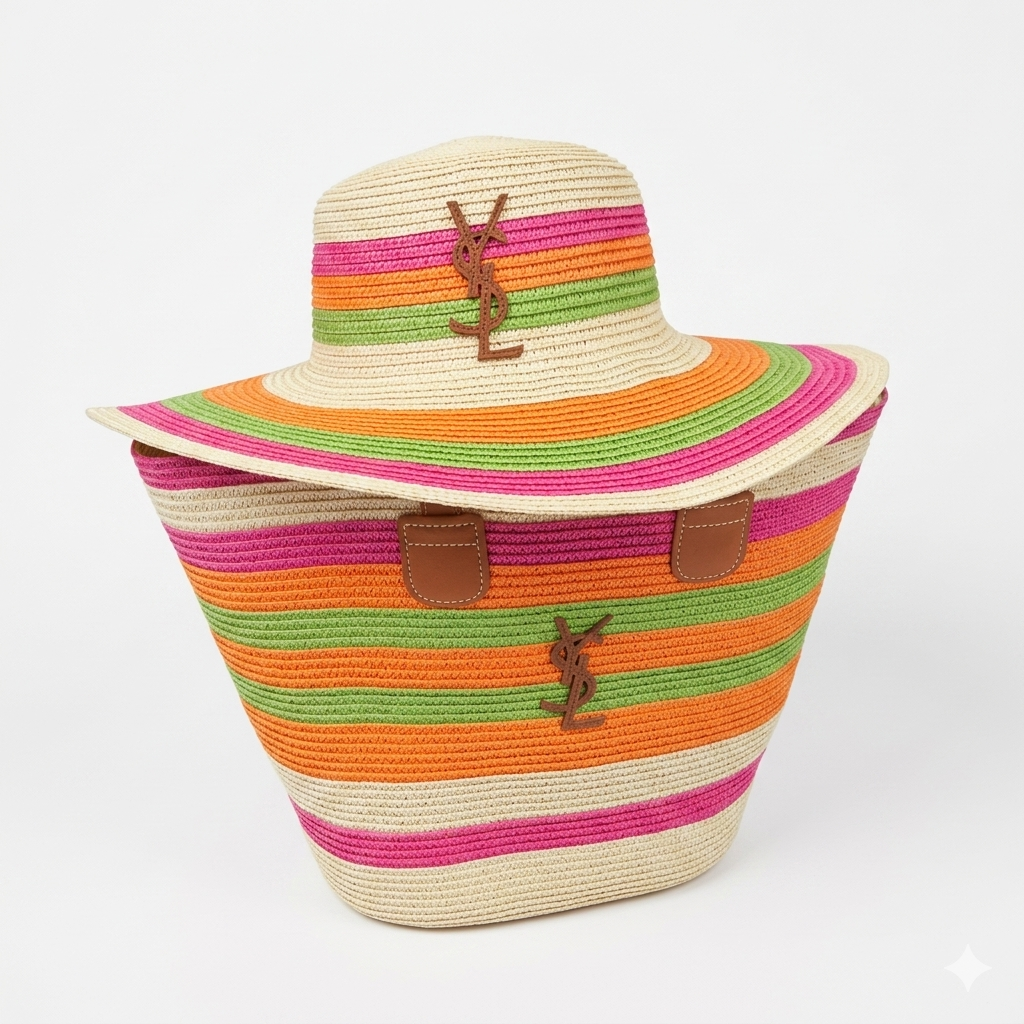 YSL Straw Tote & Hat Summer Set