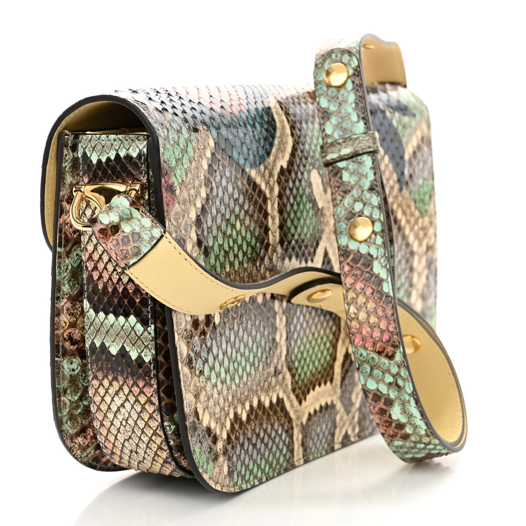 Gucci Horsebit Python Print Shoulder Bag