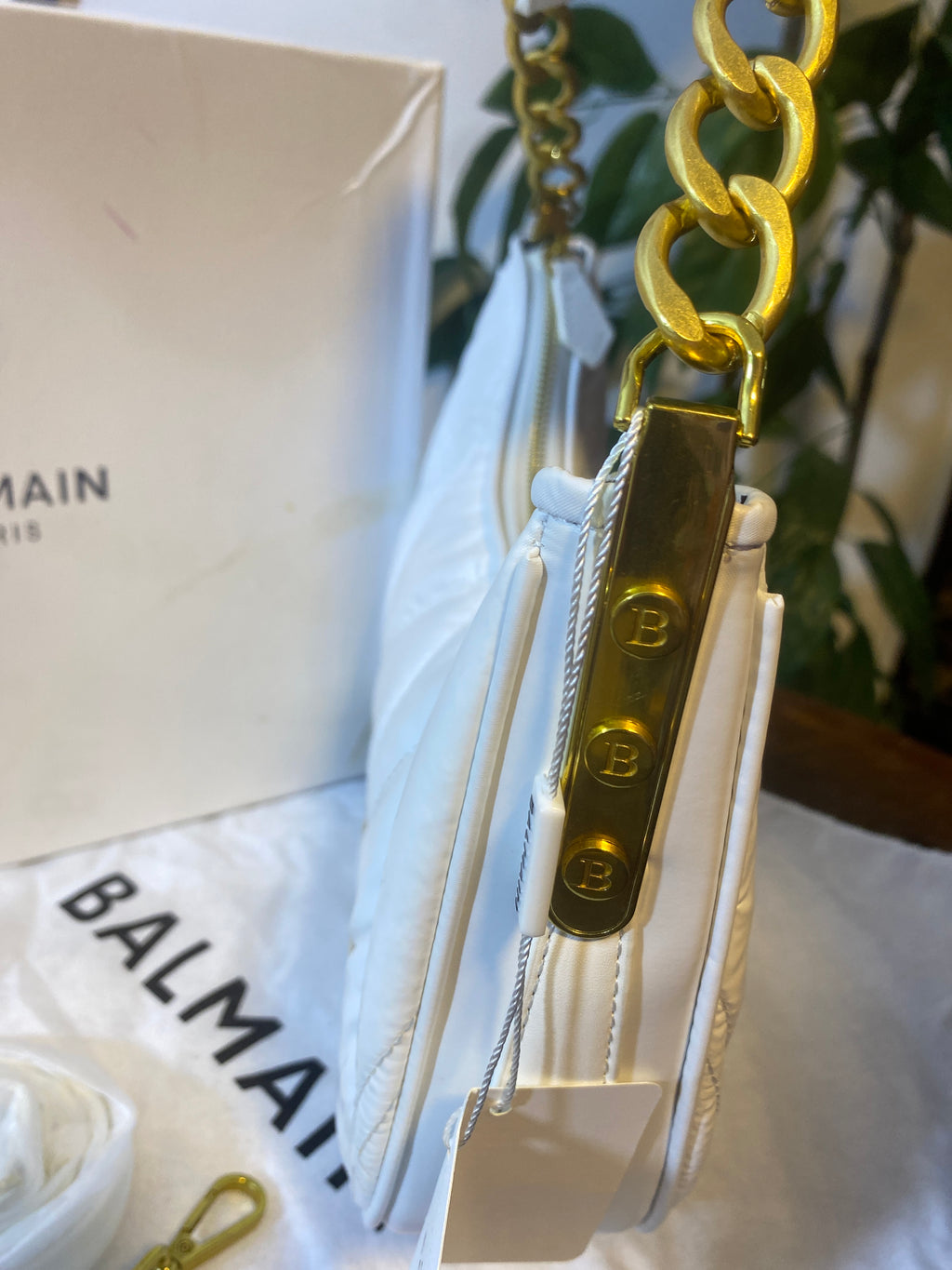 Balmain Quilted Crescent Bag