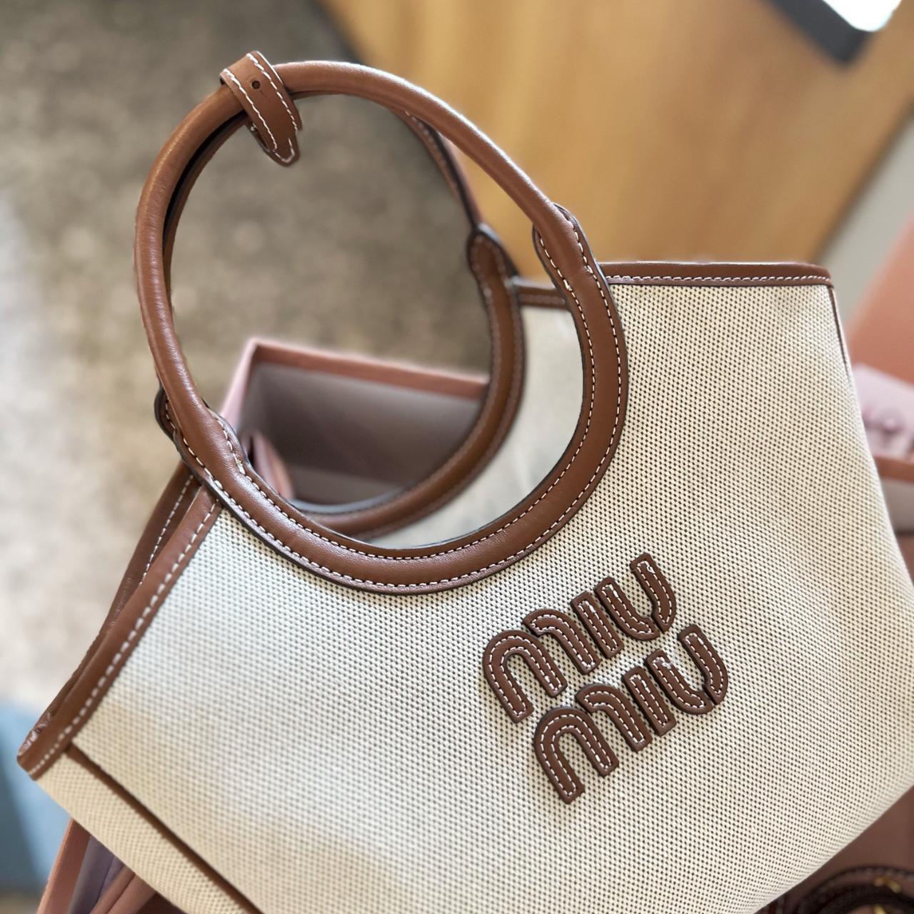 Miu Miu Canvas Leather Tote