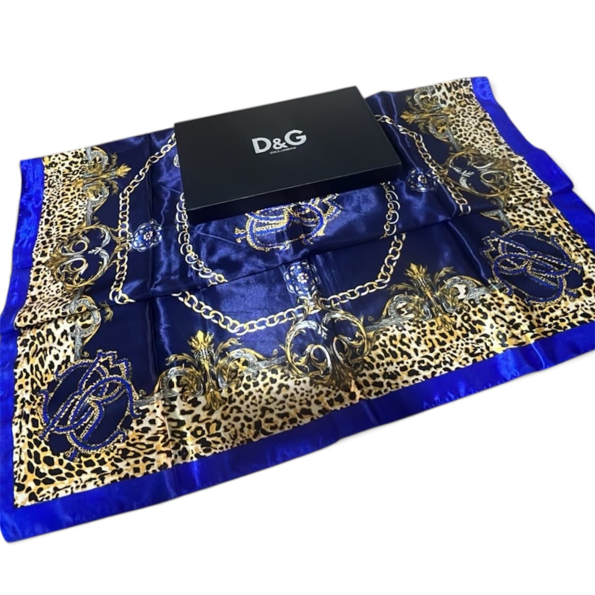 Dolce & Gabbana Leopard & Baroque Print Silk Square Scarf