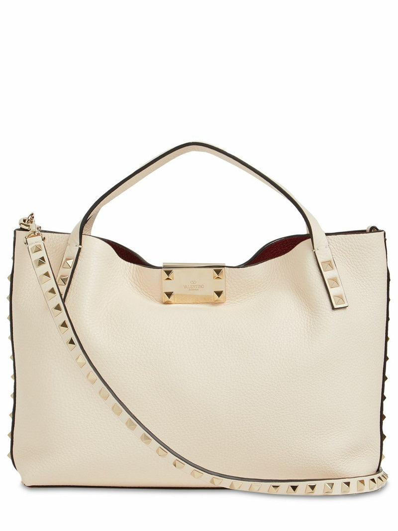 Valentino Rockstud Leather Tote Bag with Detachable Pouch